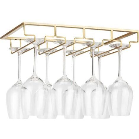 Ersandy – Support de verre à vin suspendu sous armoire – Métal doré – Capacité 6 à 9 verres – Facile à installer – Design moderne