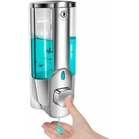 Alovez - Support mural pour distributeur de savon, distributeur de gel douche pour shampooing liquide pour les mains 350 ml / 12 oz avec serrure contenant manuel de lotion commerciale pour salle de