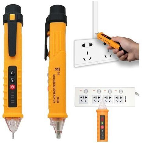 Alovez - Testeur de tension sans contact, lampe de poche LED, alarme sonore, stylo détecteur de tension AC, plage de test 60 V – 1000 V pour juger les fils vives/null