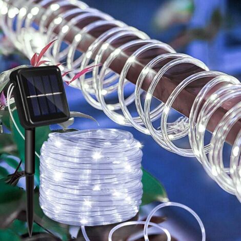 ALOVZE 1 set di luci solari a stringa 8 funzioni, 200 LED impermeabili, 22 m (bianco freddo)