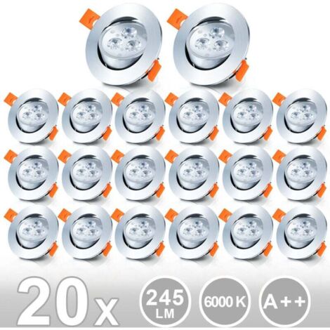 ALOVZE 20x Verstellbare LED Einbaustrahler, 3W Einbaustrahler, Einbaustrahler, Deckenstrahler Einbaustrahler - Kaltweiß