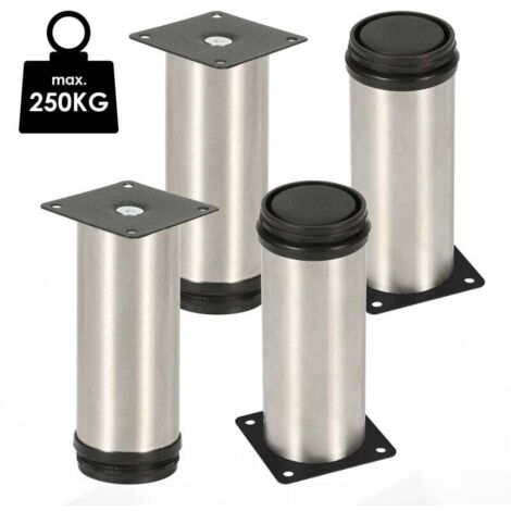 ALOVZE 4x Möbelbeine Möbelfüße Edelstahl Fußdurchmesser 40 mm Höhe 200 mm Schwarz Höhenverstellbar