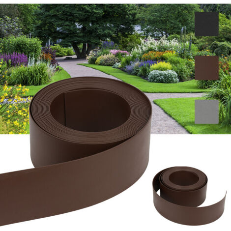ALOVZE Bordatura da giardino, Bordo flessibile per prato, Plastica rigida, Bordatura per aiuole, Bordo per falciatura, Giardinaggio, 10 m x 14 cm x 2 mm, Marrone