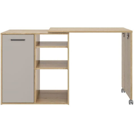 ALPAGA - Ilot pivotant - 1 porte - 156 x 60 x 88 cm - Chene Silva / Grege - GAMI