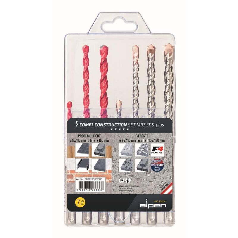 0000100007100 SDS-plus mb 7 7 parti Assortimento punte universali - Alpen