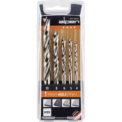 Alpen 600114100 Forets hélicoïdaux bois 5 pièces métalliques
