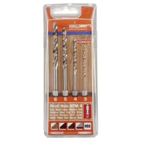Alpen 603002100 Kit punte a spirale da legno 4 parti 3 mm, 4 mm, 5 mm, 6 mm 1/4 (6.3 mm) 1 KIT