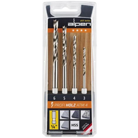 Alpen 603002100 Set de 4 Brocas para Madera HSS Metal