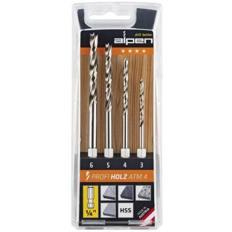 Alpen 603002100 Set de 4 Brocas para Madera HSS Metal