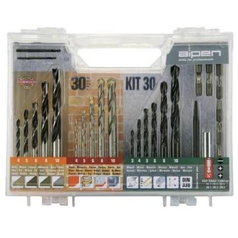 Alpen 800230100 30 parti Assortimento punte e inserti Metallo, Pietra, Calcestruzzo, Muratura, Mattone, Legno 3 mm, 4 m