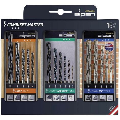 ALPEN 9084092 Estuche Brocas Kombiset 16 Piezas, Multicolor