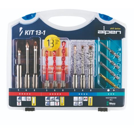 Alpen Bohr-Schraubset KIT13-1 13 teilig Fliesen Multicut Stein 0000300213100