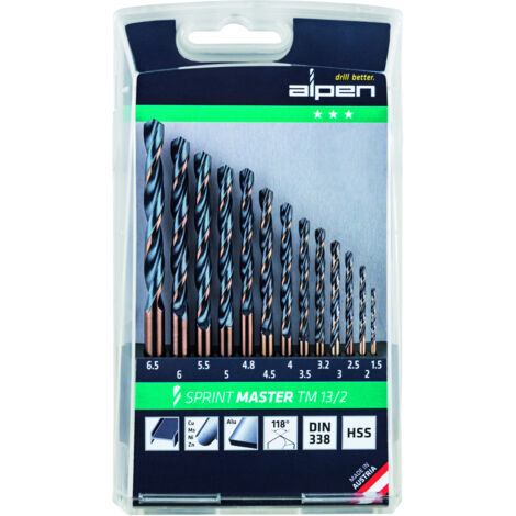 Alpen Bohrer-Kassette Sprint Master HSS TM13-2 13tlg. Ø1,5-6,5 mm 0000811101100