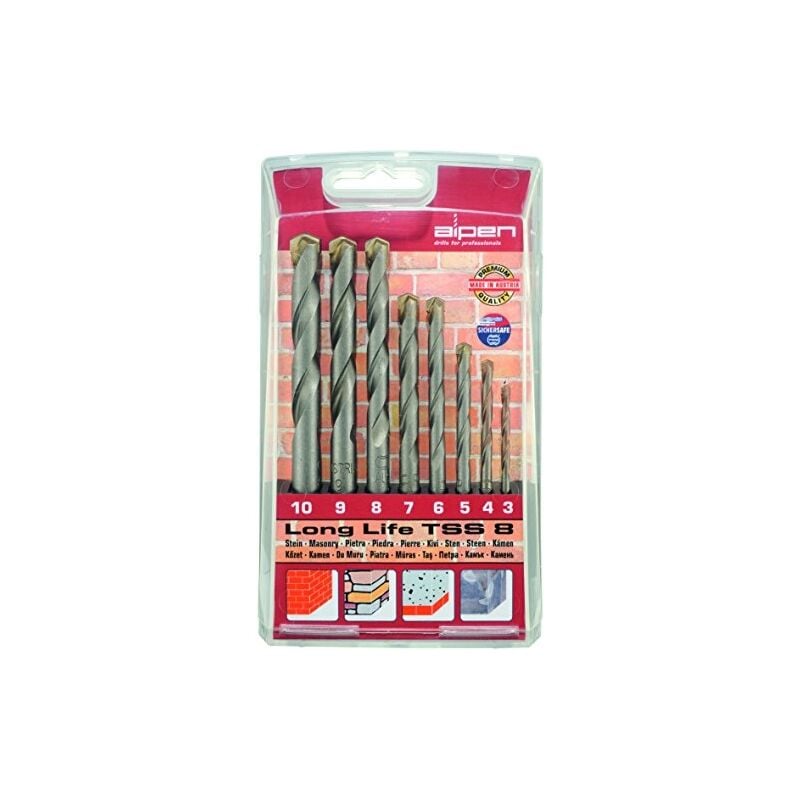 Ensemble de 8 forets à maçonnerie 3 mm à 10 mm - Alpen