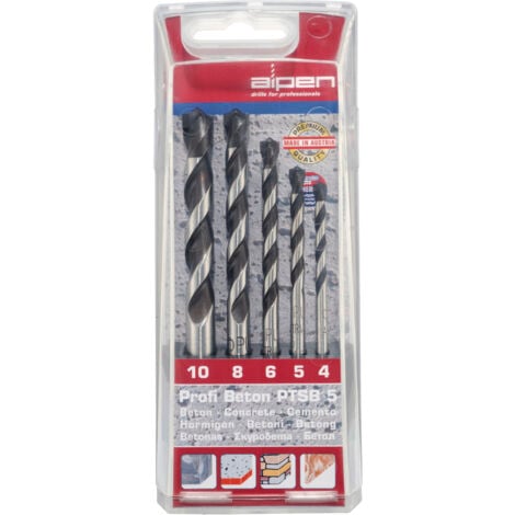 ALPEN estuche brocas alpen widia profesional beton 5 piezas , Estuche Brocas Alpen Widia Profesional Beton 5 Piezas.- Broca de metal duro con aleación de Widia (Carburo de Tu