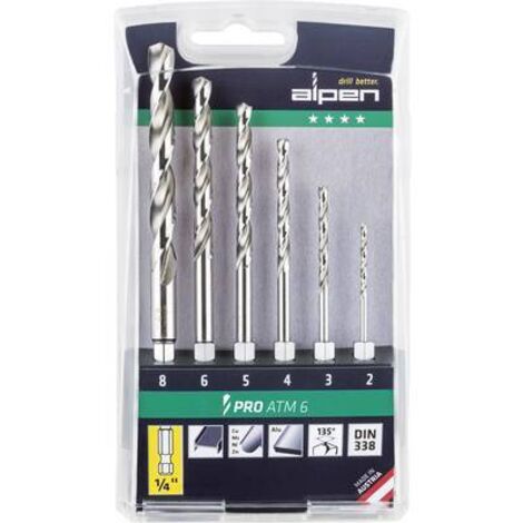 ALPEN HSS jeu de forets helicoidaux cassette en plastique HSS Super ATM 6 pcs