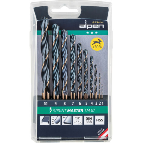 Alpen Hss Sprint Master Coffret de perçage 10 pièces