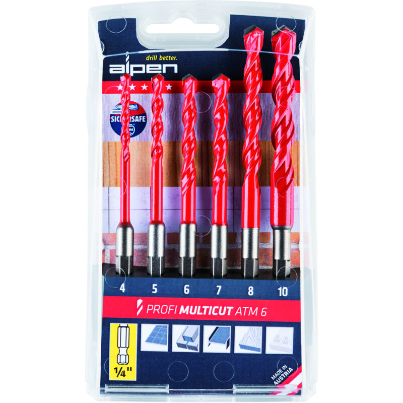 Alpen - Multicut 0000100802100 Hartmetall Mehrzweckbohrer-set 6teilig 1/4' (6.3 Mm) 1 St.