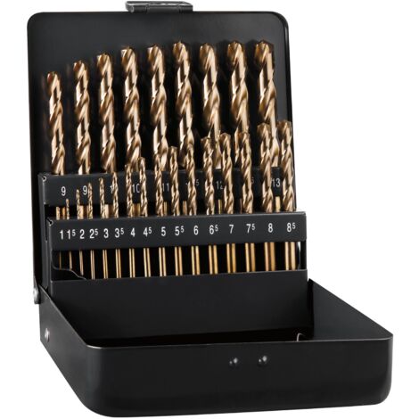 Alpen Metallbohrer Set DIN338RN - Spiralbohrer Satz 1-13 in praktischer Kassette, Bohrer Set Metall Grip KM25, HSS Cobalt Bohrer - 25-teilig