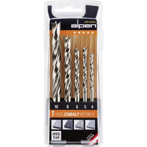 Alpen Punte per Trapano HSS-ECo5 PCTM 5 Pezzi Profi Legno