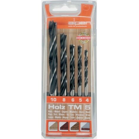 Alpen Punte Trapano in Serie per Legno Holz 8 Pezzi Astuccio in Pvc