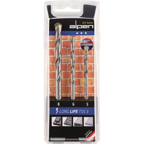 Alpen Steinbohrer Betonbohrer Long Life TSS 3 3tlg 5,0 6,0 8,0 mm 700103100