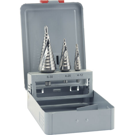 ALPEN Stufenbohrer-Satz HSS Co5 Gr.1-3 2 Schneiden Bohrer ø 4.0-30.0 mm