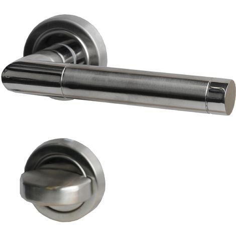 Alpertec 28020130AZ Maniglia per porta WC in acciaio inossidabile Rosette bicolore per porte da bagno, maniglie per porte... per porte da bagno
