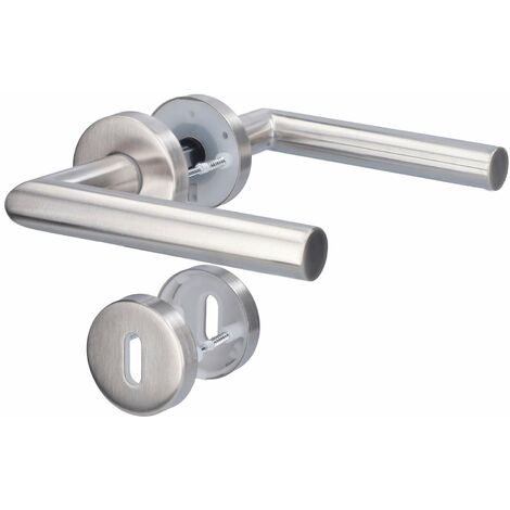 Alpertec 88020500 Maniglia per porta Moskau-II in acciaio inossidabile con rosetta Ø 52mm