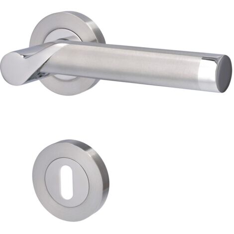 Alpertec BB-Rosettengarnitur Solid 1 Edelstahl silber rund Beschläge