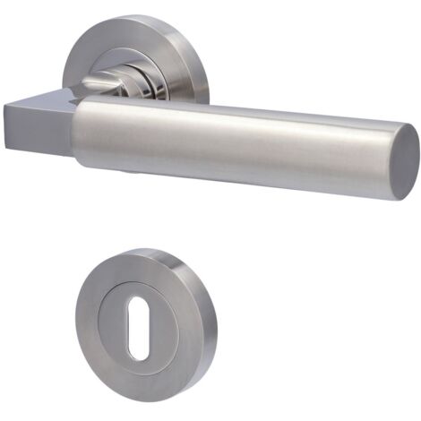 Alpertec BB-Rosettengarnitur Solid 2 Edelstahl silber rund Beschläge