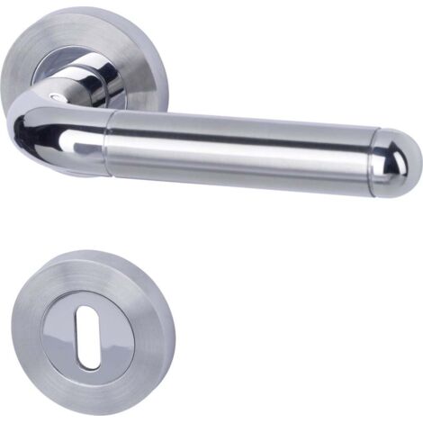 Alpertec BB-Rosettengarnitur Solid 4 Edelstahl silber rund Beschläge