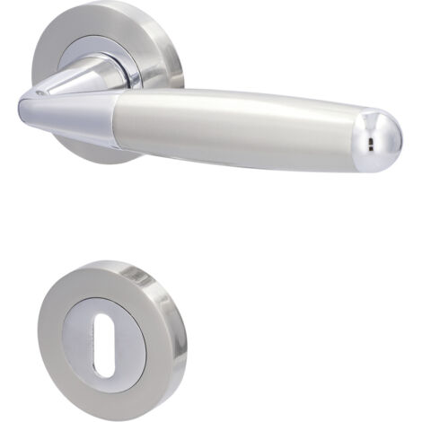 Alpertec BB-Rosettengarnitur Solid 8 Edelstahl silber rund Beschläge