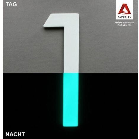 Alpertec Hausnummer 1 Selbstklebend Nachtleuchtend  Hausnummern Hausnummerschild