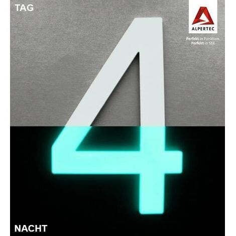 Alpertec Hausnummer 4 Selbstklebend Nachtleuchtend  Hausnummern Hausnummerschild