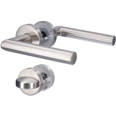 Alpertec 'Moscow' Maniglia per Porta in Acciaio Inox Satinato per Porta WC/Bagno Maniglia per porta AZ-L17, 28020530AZ