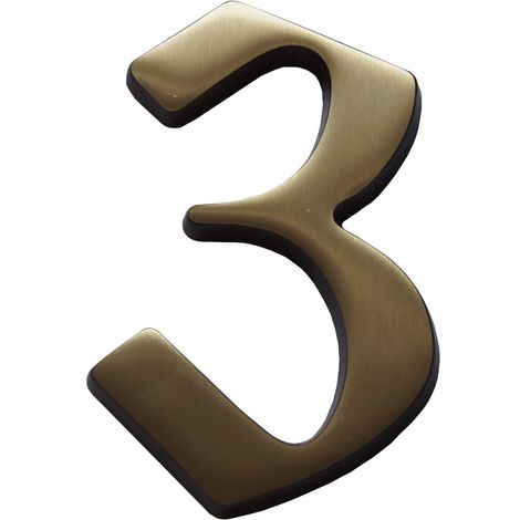 Alpertec numero civico 3 bronzo satinato con viti e tasselli, altezza 120 mm, 35160030 K1
