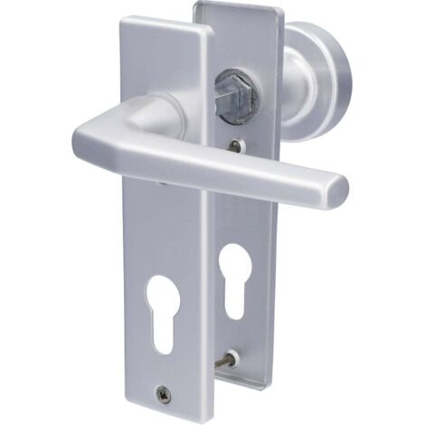 Alpertec PZ-Kurzschildgarnitur Drücker/Knopf Florence Aluminium F1 silber Beschläge