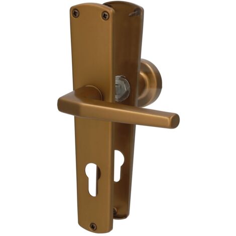 Alpertec PZ-Langschildgarnitur Phil Aluminium F4 bronze abgerundet Beschläge