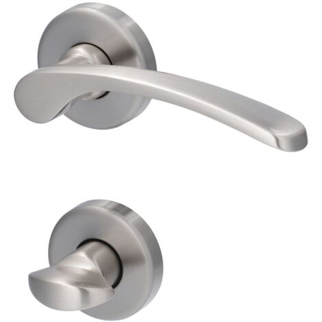 Alpertec WC-Rosettengarnitur Amos Messing silber rund Beschläge