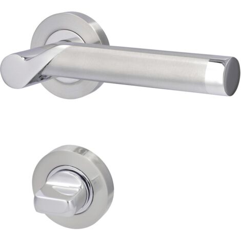 Alpertec WC-Rosettengarnitur Solid 1 Edelstahl silber rund Beschläge