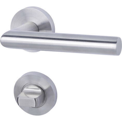 Alpertec WC-Rosettengarnitur Solid 10 Edelstahl silber rund Beschläge