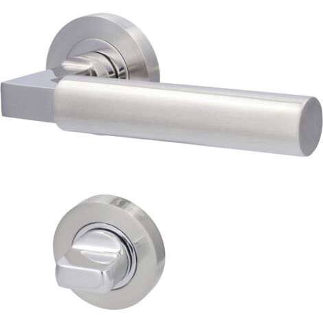 Alpertec WC-Rosettengarnitur Solid 2 Edelstahl silber rund Beschläge