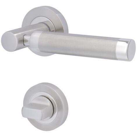 Alpertec WC-Rosettengarnitur Solid 3 Edelstahl silber rund Beschläge