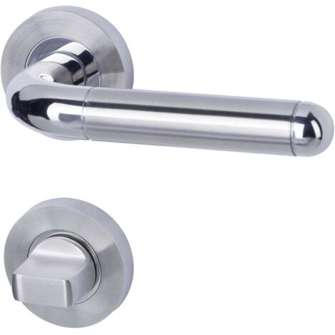 Alpertec WC-Rosettengarnitur Solid 4 Edelstahl silber rund Beschläge