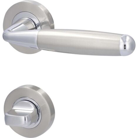 Alpertec WC-Rosettengarnitur Solid 8 Edelstahl silber rund Beschläge
