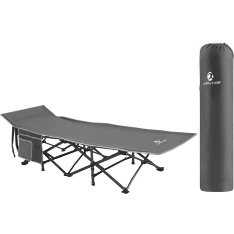 ALPHA CAMP Camping-Klappbett mit Tragetasche Grau