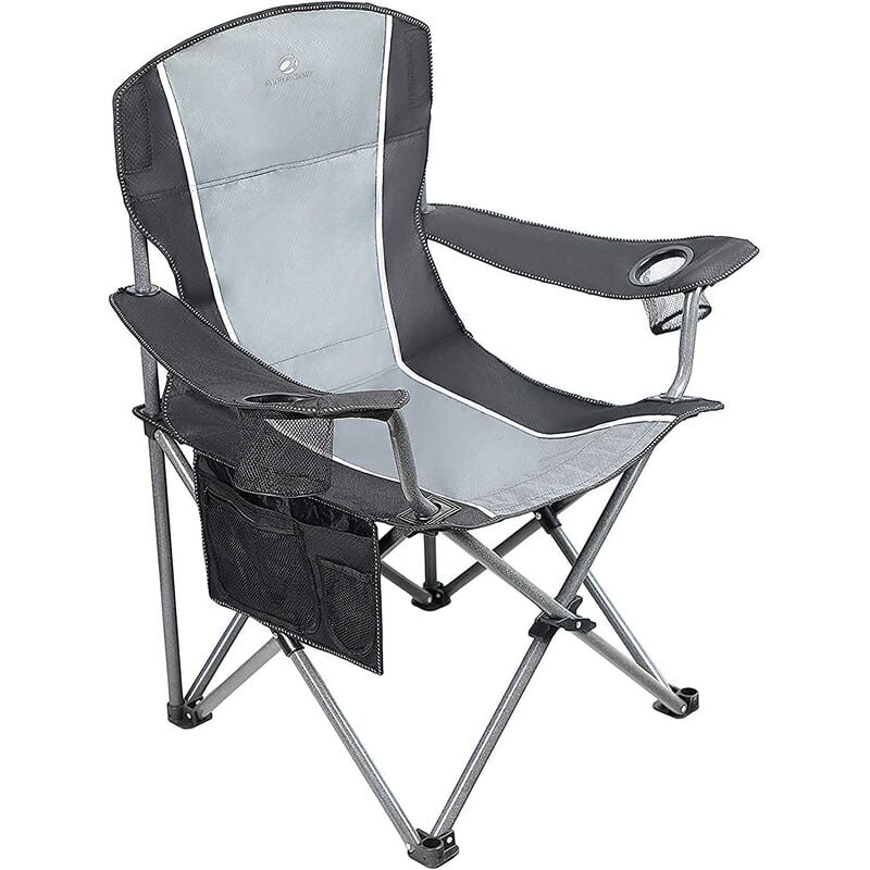 Alpha Camp - Chaise de camping pliable avec porte-gobelets, chaise de pêche avec accoudoirs jusqu'à 160 kg, chaise d'extérieur extra large et