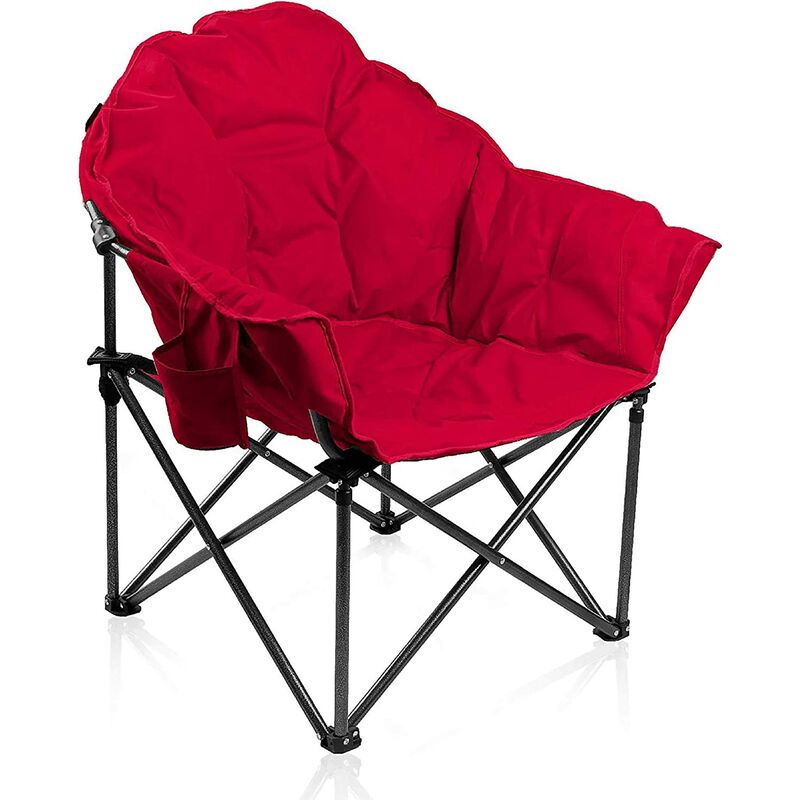 Chaise de camping pliable ronde xxl Moon Chair Fauteuil de camping confortable pour extérieur, balcon, terrasse, salon, bureau, Rouge - Alpha Camp