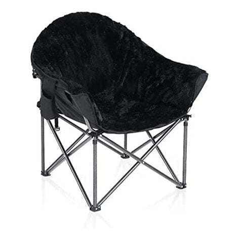 ALPHA CAMP Folding Moon Camping Chair Oversized Black